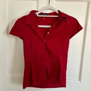 Brandy Melville Women's Red Button-Up Shirt